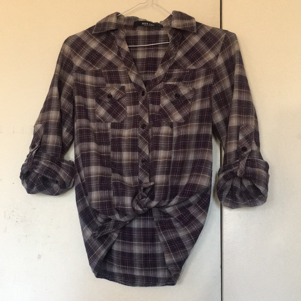 Blue tie up flannel